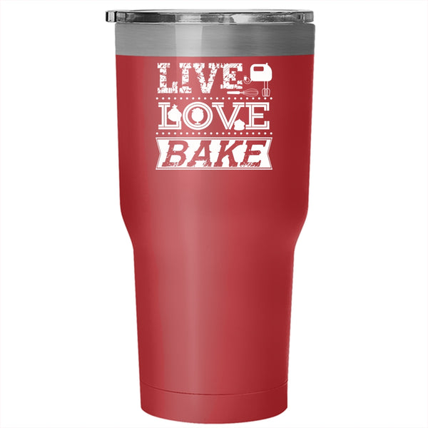 Live Love Bake Tumbler 30 oz Stainless Steel, I Love Baking Travel Mug