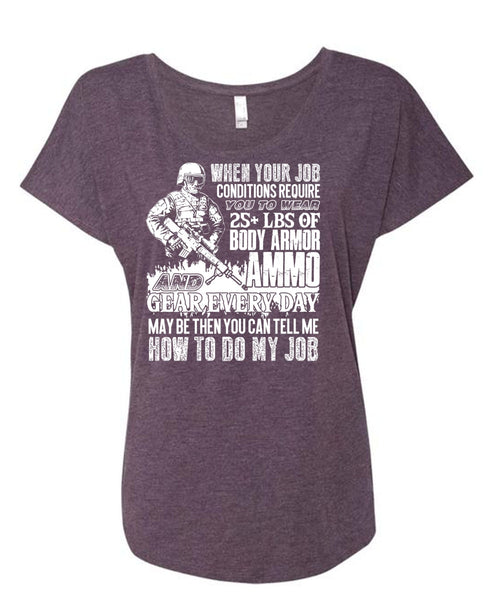 Body Armor Ammo T Shirt, Being A Veteran T Shirt, Cool Shirt (Ladies' Triblend Dolman Sleeve)