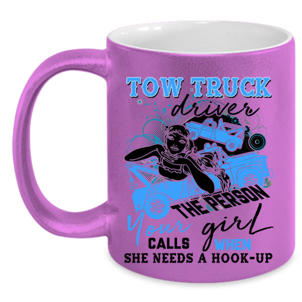 Cute Gift For Trucker Coffee Mug, Tow Truck Driver Accent Mug