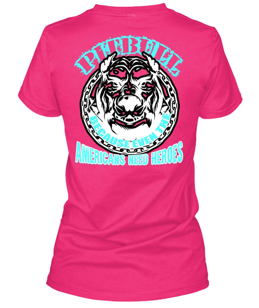 Pit Bull Because Even The Americans T Shirt, My Favorite T Shirt, Cool Shirt (Ladies LS Heather V-Neck)