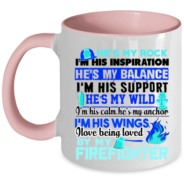 Cool Couple Coffee Mug, I Love Being Loved By My Firefighter Accent Mug