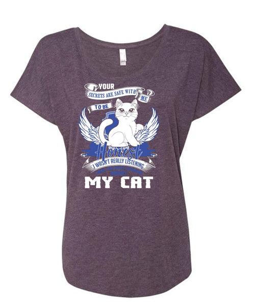I Was Too Busy Thinking About My Cat T Shirt, My Favorite T Shirt, Cool Shirt (Ladies' Triblend Dolman Sleeve)