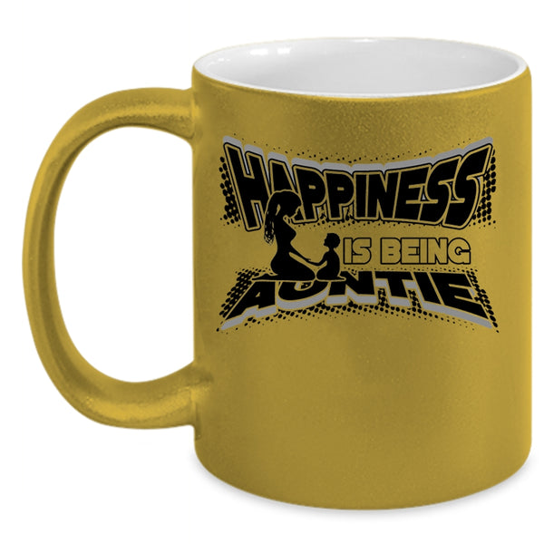 Cute Aunt Coffee Mug, Happiness Is Being Auntie Accent Mug