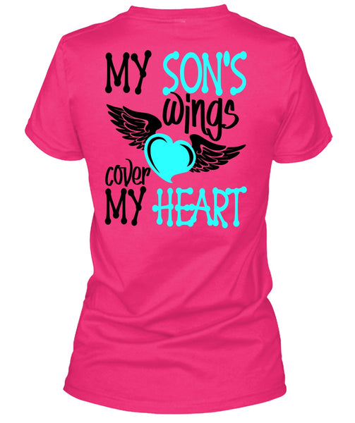 My Son's Wings Cover My Heart T Shirt, I Love Son T Shirt