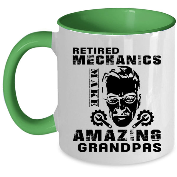 Cool Dad Coffee Mug, Retired Mechanics Make Amazing Grandpas Accent Mug
