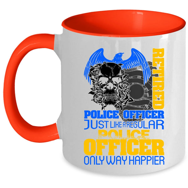 Happy Police Officer Coffee Mug, Retired Police Officer Accent Mug