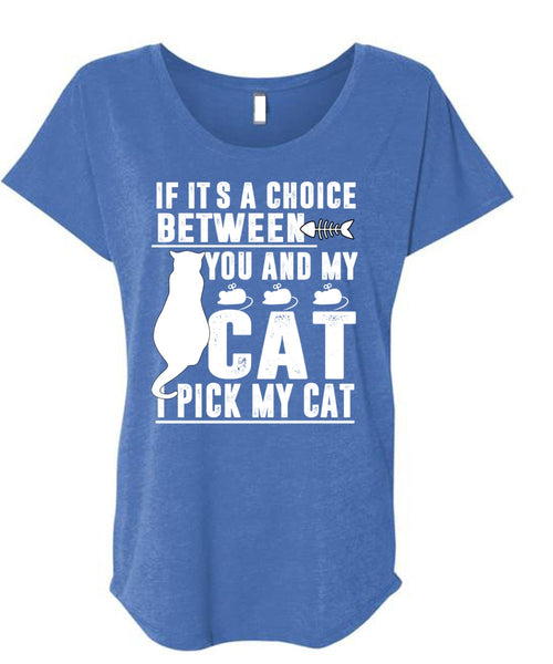 Between You And My Cat T Shirt, I Love My Cat T Shirt, Cool Shirt (Ladies' Triblend Dolman Sleeve)