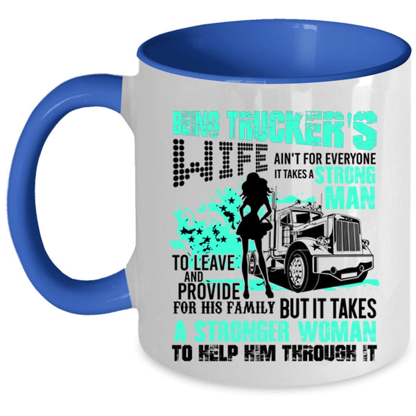 Cool Just Married Coffee Mug, Being Trucker's Wife Accent Mug