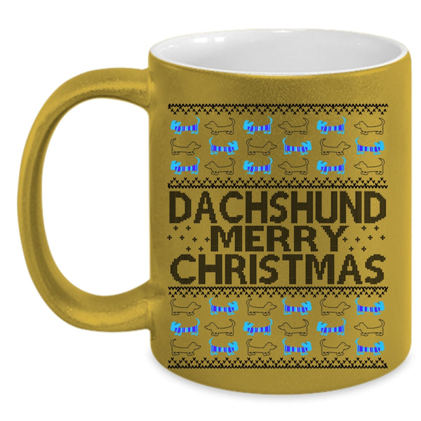 Merry Christmas Coffee Mug, Dachshund Accent Mug