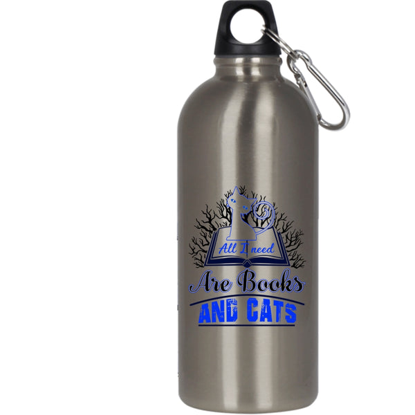 All I Need Are Books And Cats 20 oz Stainless Steel Bottle,Gift For Book Reader Outdoor Sports Water Bottle