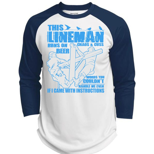 This Lineman Runs On Beer T Shirt, I Came With Instructions T Shirt, Awesome T-Shirts  (Polyester Game Baseball Jersey)