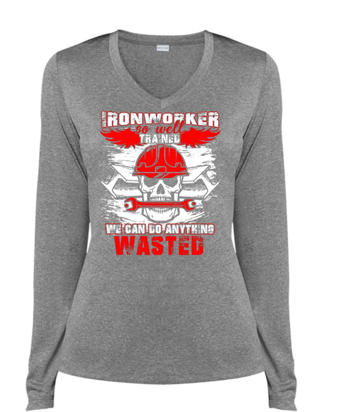 Ironworker So Well Trained T Shirt, Being An Ironworker T Shirt, Cool Shirt (Ladies LS Heather V-Neck)