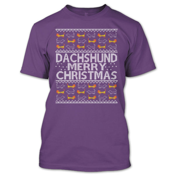 Dachshund Merry Christmas T Shirt, Coolest Dachshund T Shirt