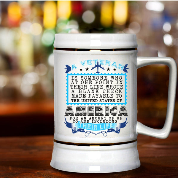 Awesome Gift For Veteran Beer Stein 22oz, Cool Veteran Beer Mug