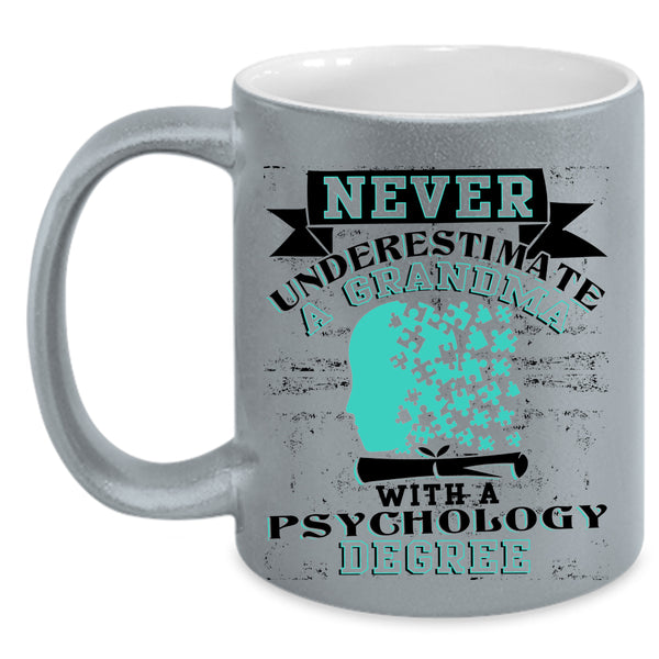 Funny Grandma Coffee Mug, Grandma With A Psychology Degree Accent Mug