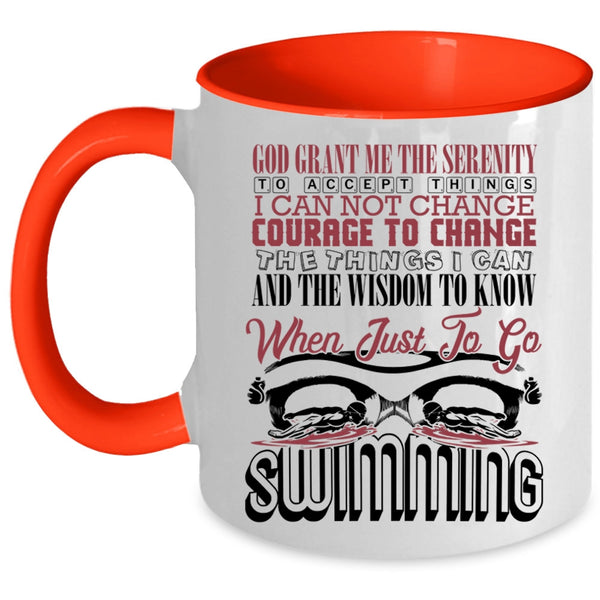 Funny Swimming Coffee Mug, Just To Go Swimming Accent Mug