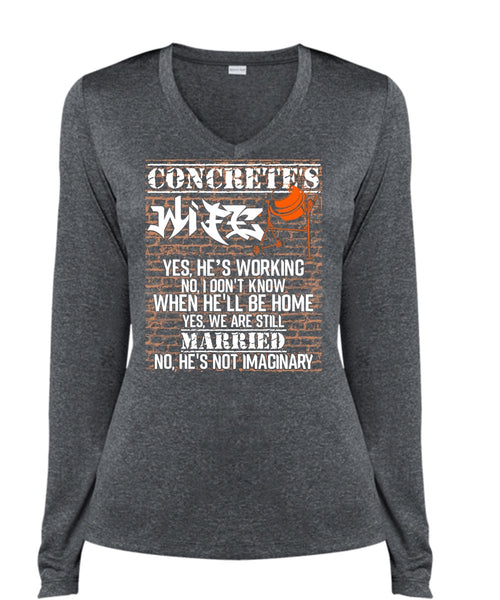Concrete's Wife T Shirt, We Are Still Married T Shirt, Cool Shirt (Ladies LS Heather V-Neck)