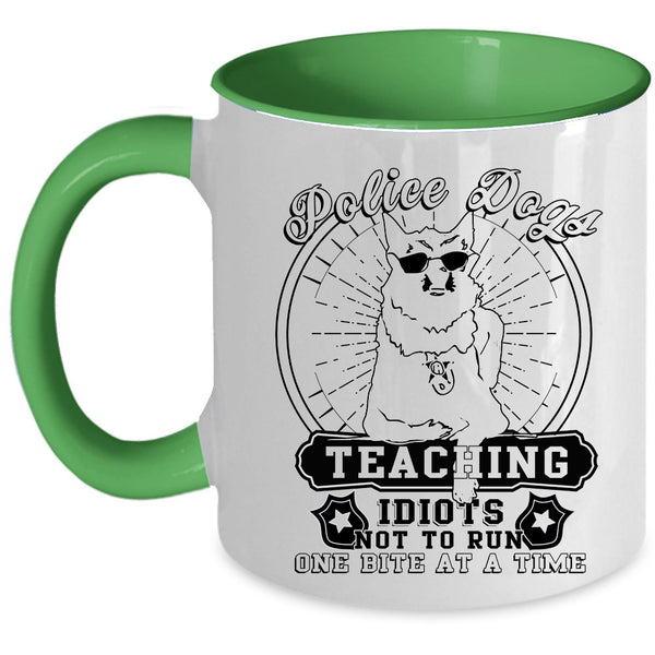 Cool Dogs Coffee Mug, Police Dogs Teaching Accent Mug
