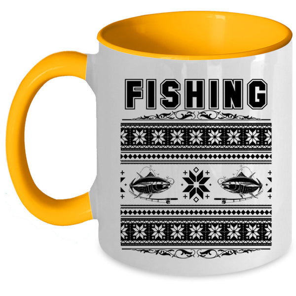 Funny Christmas Coffee Mug, Cool Fishing Accent Mug
