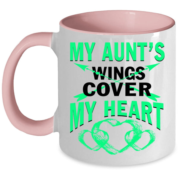 Cute Aunt Coffee Mug, My Aunt's Wings Cover My Heart Accent Mug