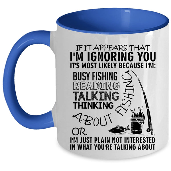 Talking About Fishing Coffee Mug, Reading About Fishing Accent Mug