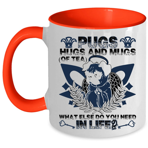 Cute Pug Lovers Coffee Mug, Pugs Hugs And Mugs Of Tea Accent Mug