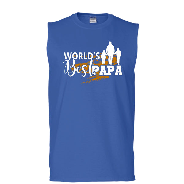 World's Best Papa T Shirt, Coolest Papa Tank Top (Men's Cotton Sleeveless)