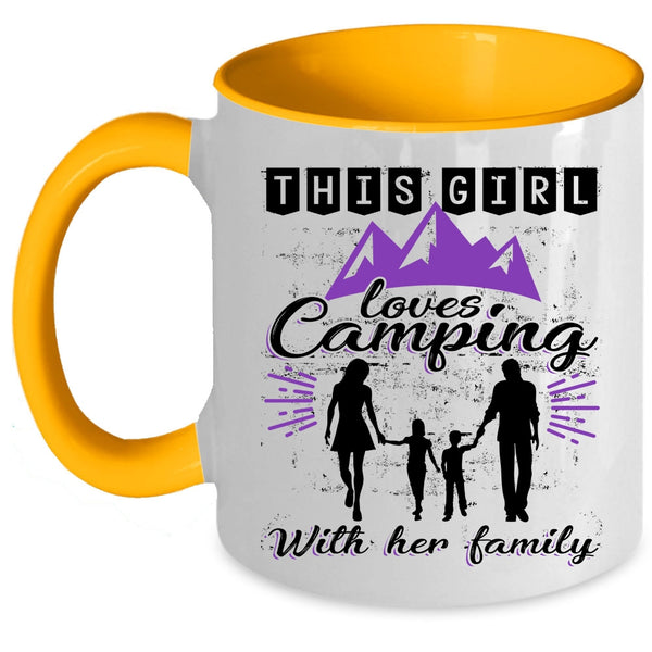 Cute Mom Coffee Mug, This Girl Loves Camping With Her Family Accent Mug