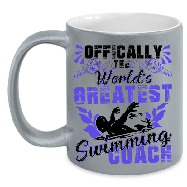 Cute Swimming Coach Coffee Mug, The World's Greatest Swimming Coach Accent Mug