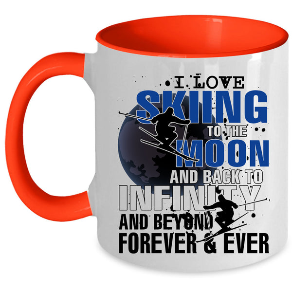 Funny Sport Coffee Mug, I Love Skiing To The Moon And Back Accent Mug