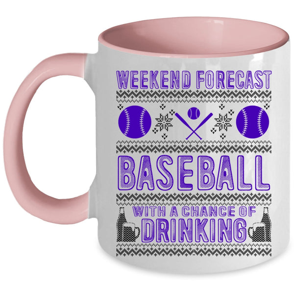 Chance Of Drinking Coffee Mug, Weekend Forecast Baseball Accent Mug