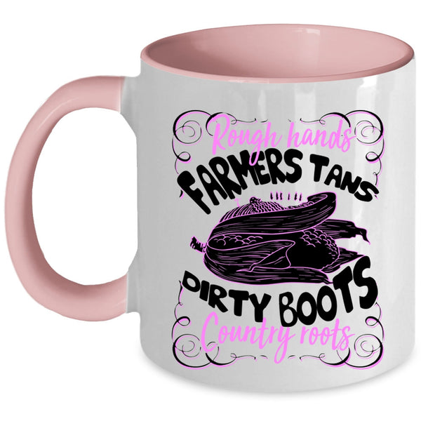 Dirty Boots Country Roots Coffee Mug, Rough Hands Farmers Tans Accent Mug