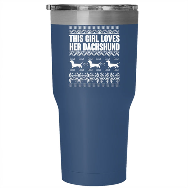 This Girl Loves Her Dachshund Tumbler 30 oz Stainless Steel, Cute Dogs Travel Mug