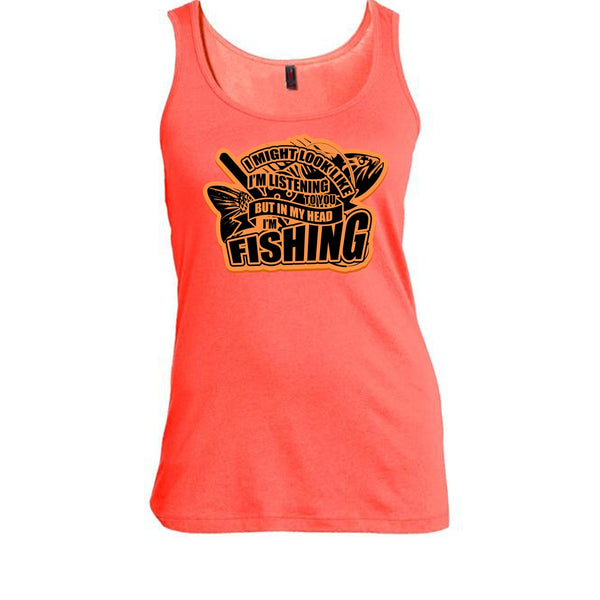 In My Head I'm Fishing T Shirt, Coolest Fishing Tank Top