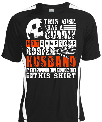 A black t-shirt with the shopify logo