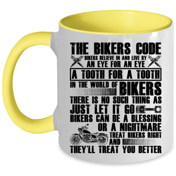 Cool Gift For Bikers Coffee Mug, The Bikers Code Accent Mug