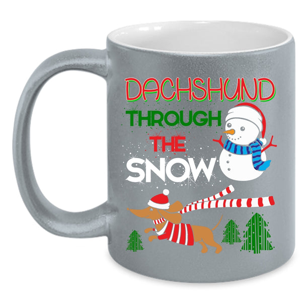 Dachshund Through The Snow Coffee Mug, Cute Dachshund Coffee Cup
