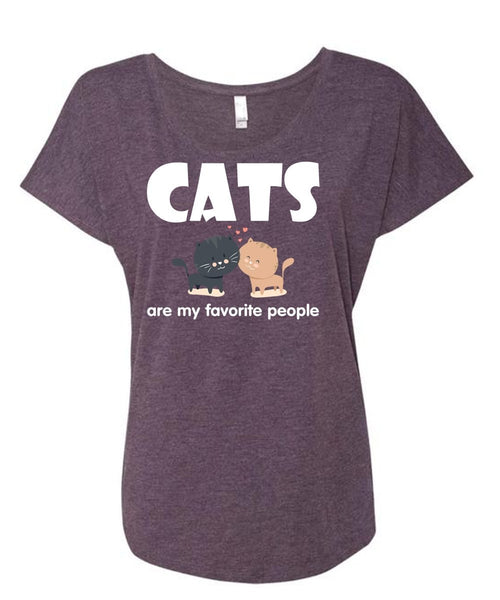 Cats Are My Favorite People T Shirt, I Love My Cat T Shirt (Ladies' Triblend Dolman Sleeve)