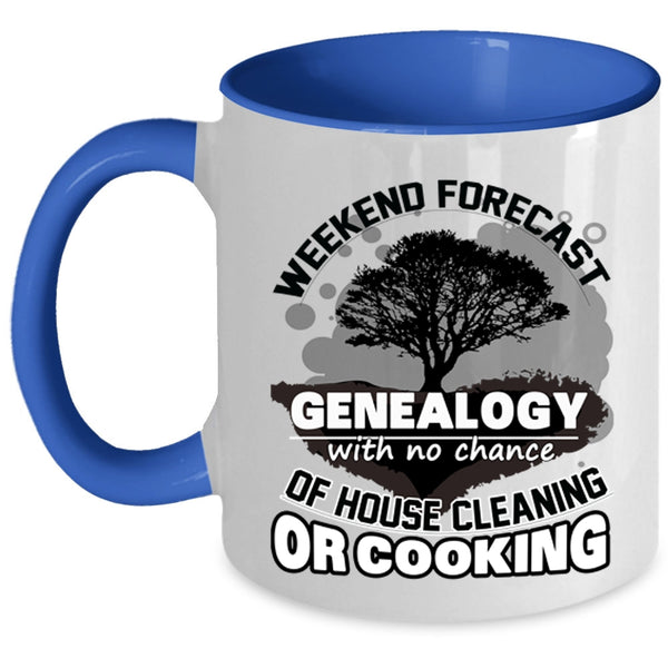 Funny Family Coffee Mug, Weekend Forecast Genealogy Accent Mug