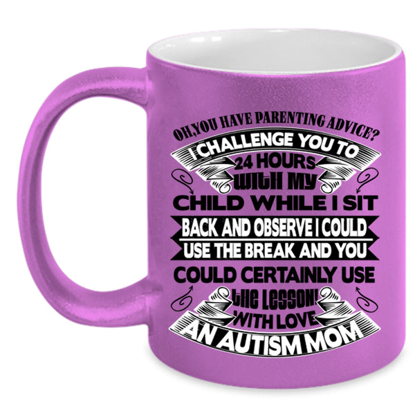 Awesome Mom Coffee Mug, With Love An Autism Mom Accent Mug