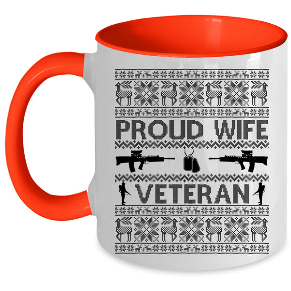 Cute Gift For Veteran's Wife Coffee Mug, Proud Wife Veteran Accent Mug