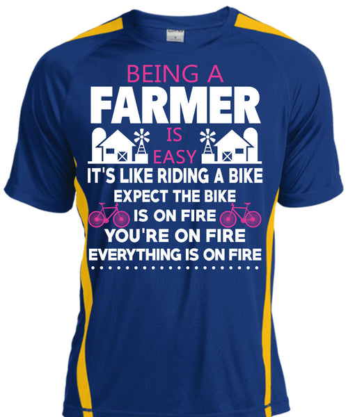 Being A Farmer Is Easy T Shirt, It's Like Riding A Bike T Shirt, Cool Shirt