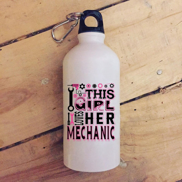 This Girl Loves Her Mechanic 20 oz Stainless Steel Bottle,Gift For My Wife Outdoor Sports Water Bottle