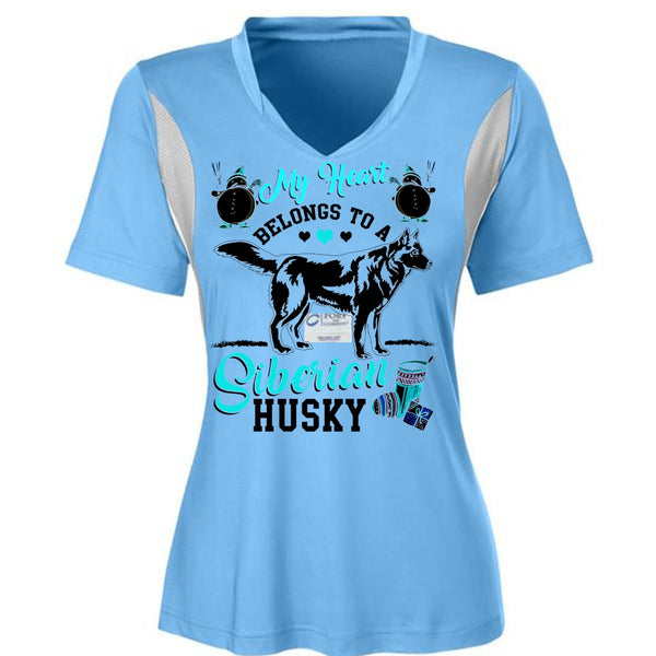 My Heart Belongs To A Siberian Husky T Shirt, I Love My Dog T Shirt, Awesome T-Shirts