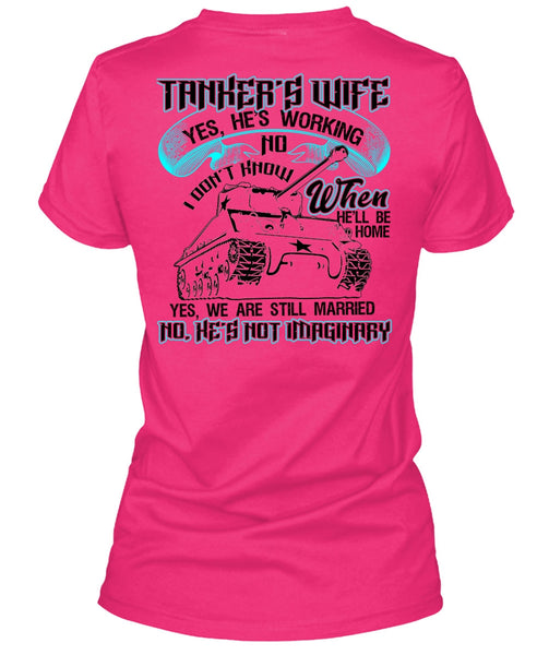 Tanker's Wife T Shirt, We Are Still Married T Shirt, Cool Shirt (Ladies LS Heather V-Neck)