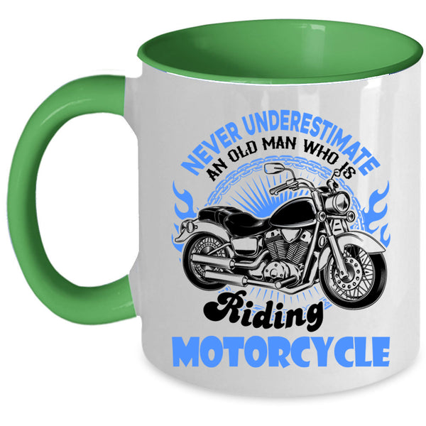 Cool Grandpa Coffee Mug, An Old Man Is Riding Motorcycle Accent Mug