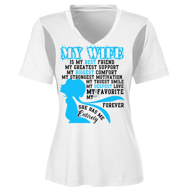 My Wife Is My Best Friend T Shirt, My Biggest Comfort T Shirt, Cool Shirt (Ladies LS Heather V-Neck)