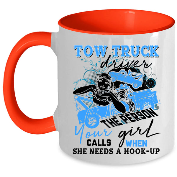 Cute Gift For Trucker Coffee Mug, Tow Truck Driver Accent Mug