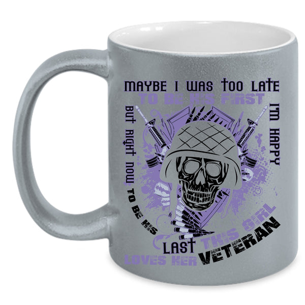 Cute Veteran's Wife Coffee Mug, This Girl Loves Her Veteran Accent Mug