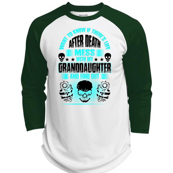 Mess With My Granddaughter T Shirt, I Love Grandkids T Shirt, Awesome T-Shirts  (Polyester Game Baseball Jersey)